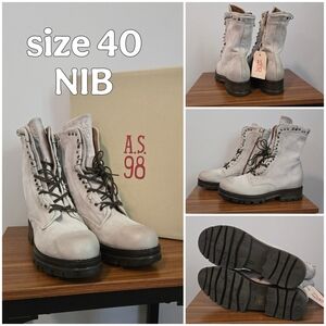 A.S.98 "Hubie" Cream/gray Boots Size 40